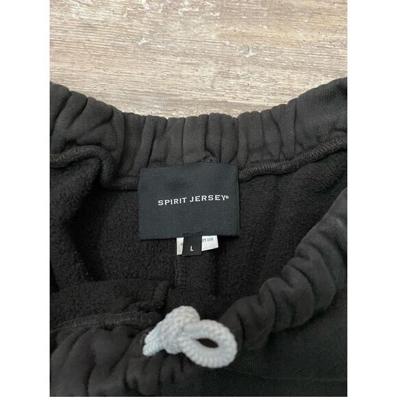 Spirit Jersey Black Mens Sweat Shorts Elastic Draw String Waist Sz Large - Picture 2 of 3